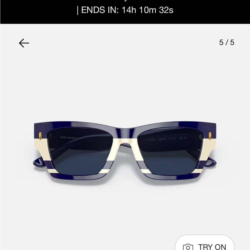 Tory Burch Striped Navy and Cream Sunglasses
